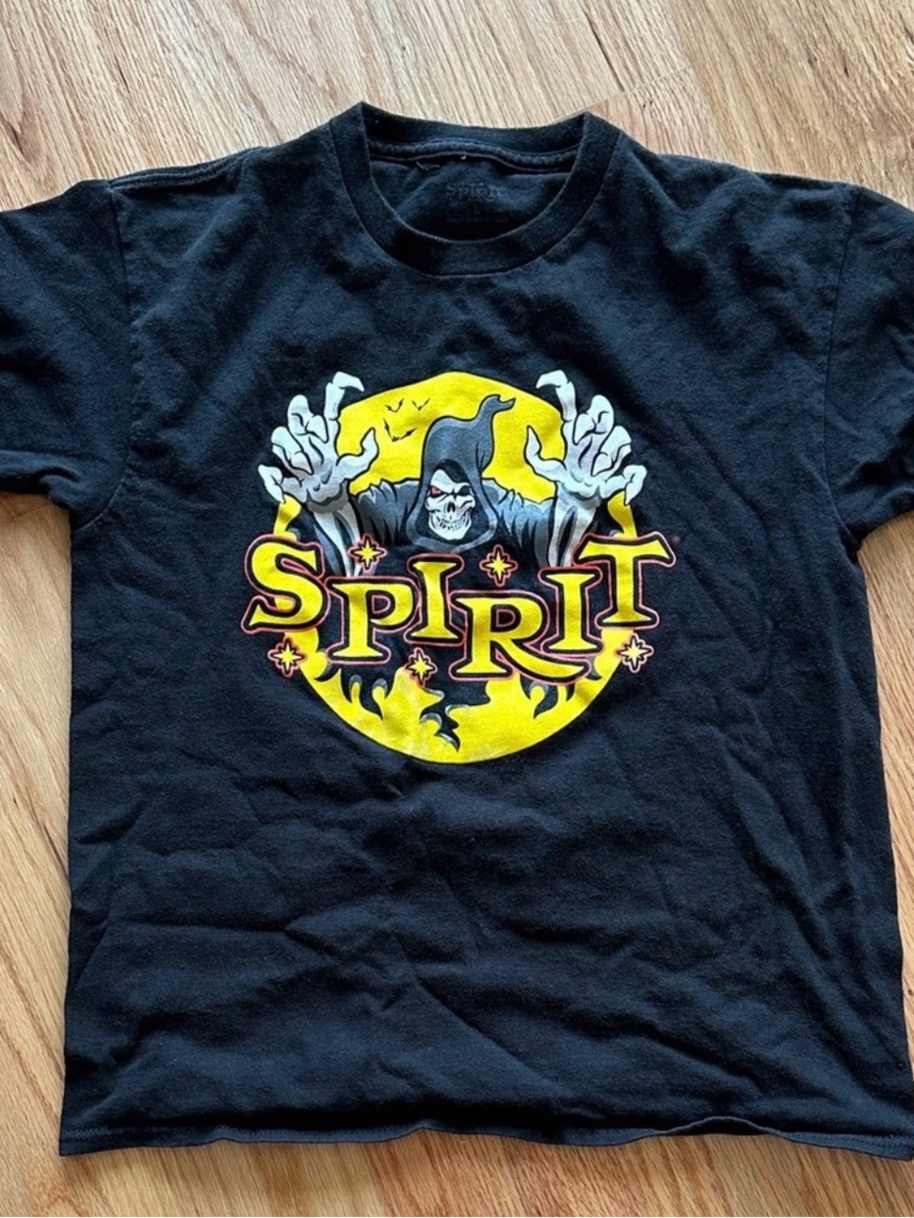 Spirit Black Tee with Yellow & White Grim Reaper Graphic